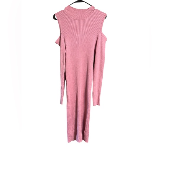 Derek Heart Dresses & Skirts - 3X pink sweater dress cold shoulder long sleeve